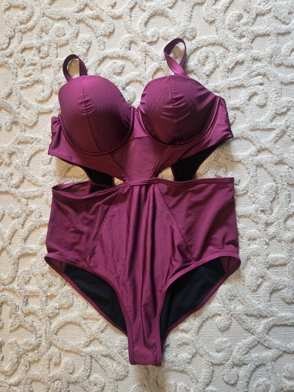 Swimsuits For All Plum Cutout One-Piece Swimsuit
